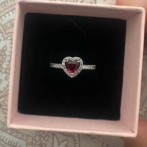 Pandora Elevated Red Heart Ring